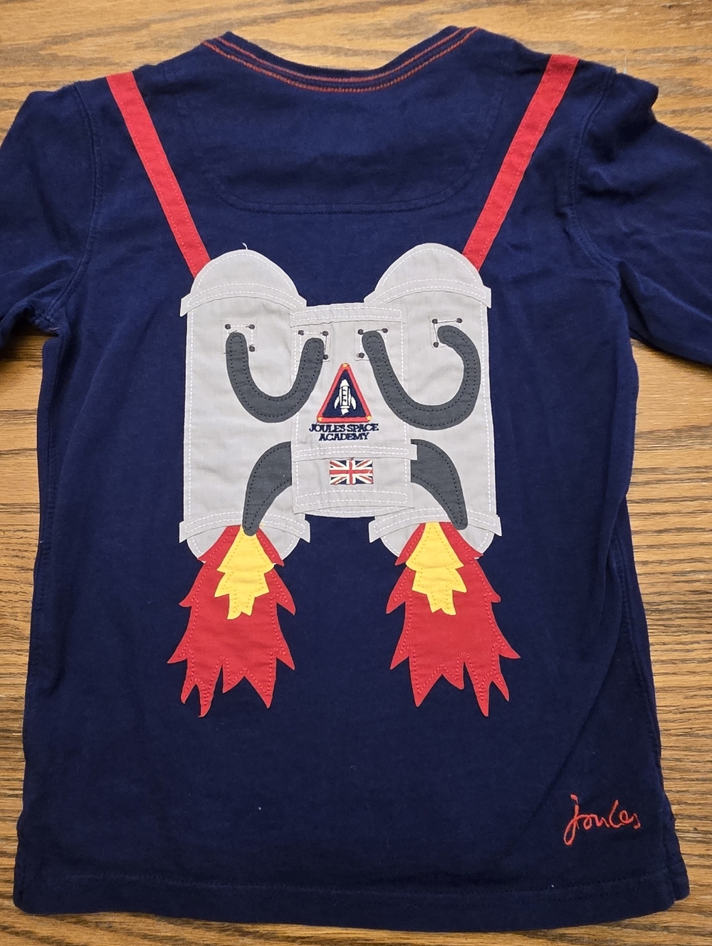 Joules Space Academy Jet Pack Flames Shirt - Size 7 - 3, 2, 1 Blast Off! - Boys.
